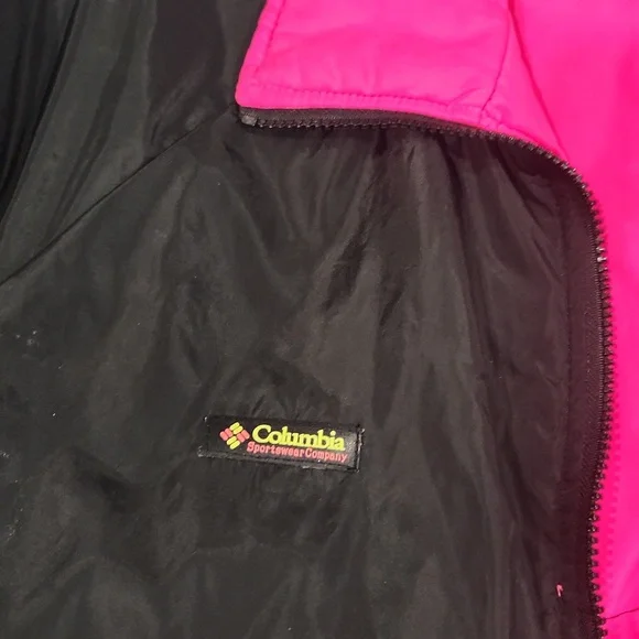 Columbia Black Jacket with Vibrant Pink Inside - Picture 2 of 4